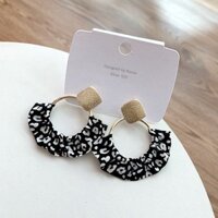 Bông tai nữ đẹp độc lạ cá tính cute ngầu cổ điển vintage mẫu mới đẹp - Hoa tai retro cánh quạt đen