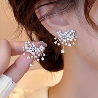 Bông tai nữ, hoa tai thiết kế ngọc đá độc đáo, cao cấp, đi tiệc sang chảnh B1543 - Phukienhana