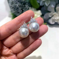 Bông Tai Nữ Hoàng Băng Bông Tai Ngọc Trai Nữ Ánh Sáng Sang Trọng Niche Phong Cách Pháp Sang Trọng s925 Bạc Diana Bông Tai
