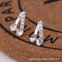 Bông tai nụ, khuyên tai đính đá đơn giản nhiều mẫu lựa chọn - KT26 Nốt nhạc