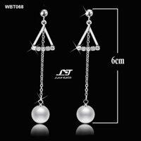 Bông tai nữ tam giác treo ngọc tòn ten WBT068