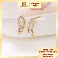 Bông tai nữ vàng 10K Bảo Tín Mạnh Hải thiết kế mặt tròn đính đá PHBTV10KDH-410002 PCHQ