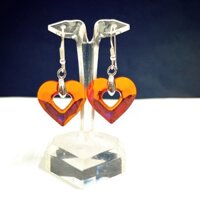 Bông tai pha lê Swarovski trái tim rỗng giữa