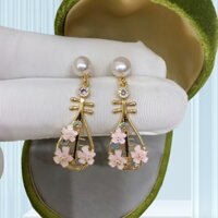 Bông tai pipa ngọc trai nước ngọt tự nhiên