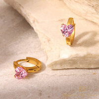 Bông tai thép Titan INS 18K thép không gỉ Màu Hồng/Xanh lá cây Bông tai Zircon