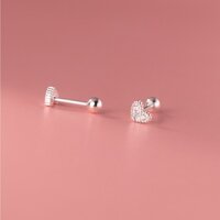 Bông tai tim đá chốt bi zen, khuyên tai tim đá nhỏ