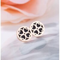 BÔNG TAI TITAN CỎ 4 LÁ TRÒN ĐEN