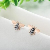 Bông tai titan, hoa tai hình con ong màu vàng hồng nhỏ xinh, dễ phối đồ AB3253 - phukienhana