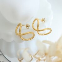 Bông tai titan kiểu số 8 cong vintage không gỉ WE2210