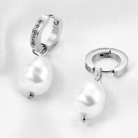 Bông Tai Tòn Ten Ngọc Trai Titan Ko Đen TT 4383 - Bạc