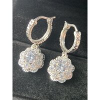 Bông tai tòng teng bạc 925 cao cấp  đính đá phong cách quý bà thanh lịch