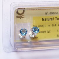 Bông Tai Topaz Hoàng Ngọc Mài Giác Trái Tim 6.5mm Kiểm Định 90752