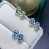 Bông tai topaz xanh Thụy Sĩ tự nhiên