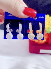 Bông tai trái châu tòn ten xoàn mạ 18k cao cấp P115 - Trắng