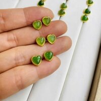 Bông tai trái tim xanh ngọc bích bạc s925