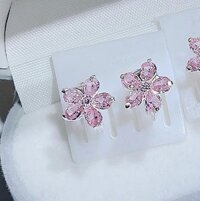 Bông tai trẻ em khuyên tròn chất liệu bằng bạc MS045e - xanh