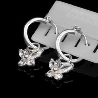 bông tai trẻ em/khuyên tai trẻ em hình bướm trắng chuẩn bạc ta