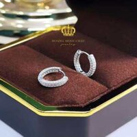 Bông tai tròn bạc nam nữ Hoàng Minh Châu Jewelry (KV28) - khuyên tai nam đá sang trọng thanh lịch