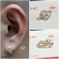 Bông tai tròn bạc xi vàng 18K nam nữ Hoàng Minh Châu Jewelry XKV15-khuyên tai tròn bạc xi vàng 18K