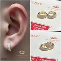 Bông tai tròn bạc xi vàng nam nữ 18k Hoàng Minh Châu Jewelry - bộ sưu tập khuyên tai tròn chuẩn bạc