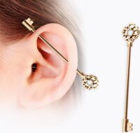 Bông tai unisex chiếc chìa khóa xỏ hai lỗ cực độc đáo, cá tính - Vàng