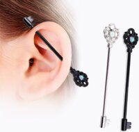 Bông tai unisex chiếc chìa khóa xỏ hai lỗ cực độc đáo, cá tính - Đen