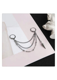 Bông tai unisex chuẩn idol xích chữ V thả đinh nhọn dáng dài - mẫu 4