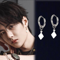 Bông tai unisex hình thoi phong cách basic kinh điển 1 đôi cực hot - xỏ lỗ tròn