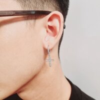 Bông tai unisex thánh giá chrome heart mạ vàng 18k đính đá The Cross