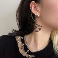 Bông tai unisex xích chữ U kẹp trên xỏ dưới thần thái