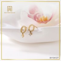 Bông tai vàng 10K Bảo Tín Mạnh Hải thiết kế hình tròn charm rơi đính đá PHBTV10CZH-410002 PCHQ
