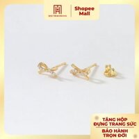Bông tai vàng 10K Bảo Tín Mạnh Hải thiết kế hình nơ khảm đá ngọt ngào PYBTV10KDH-502048