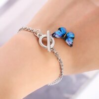 BÔNG TAI, VÒNG TAY, VÒNG CỔ - TRANG SỨC KHÔNG THỂ THIẾU CỦA CHỊ EM PHỤ NỮ - Vòng tay bướm xanh