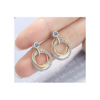Bông tai vòng tròn nạm đá zircon BHBT386 - Trắng vàng