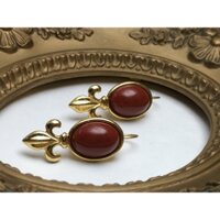 Bông tai xỏ móc vintage Monet-thiết kế hoa bách hợp(fleur-de-lis)