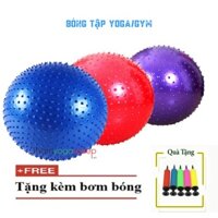 Bóng tập Yoga, Gym Gai Massage Loại 75Cm Tặng Kèm Bơm Chân Không ( Bóng Gai)