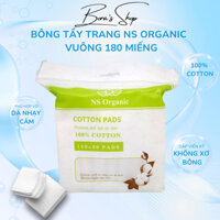 Bông Tẩy Trang NS Organic Vuông Cotton 180 Miếng Dạng Vuông Siêu Mềm Mịn An Toàn Cho Da Nhạy Cảm