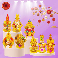 Bông tỏi ông địa tài lộc, đồ thờ cúng phong thủy, tháp tỏi thần tài đậu ngũ sắc nhiều mẫu có đèn led - TỎI CÁT TƯỜNG