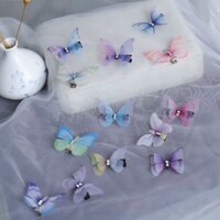 Bông tuyn Bướm Kẹp Tóc Cổ Tích Ba Chiều Mô Phỏng Bướm Trẻ Em Kẹp Tóc Hanfu Mũ Đội Đầu Trang Phục Cổ Hàng Ngày Ngọt Ngào Phụ Kiện Tóc