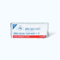 Bông y tế thấm nước cắt miếng zigzag BẠCH TUYẾT dùng trong chăm sóc cá nhân và y tế (Gói 100g)