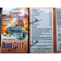 boni gut (bonigut)(ức chế hình thành acid uric trong máu, lợi tiểu, giúp chống viem,giảm đau xương khớp,hỗ trợ bệnh gout
