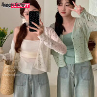 Bonnie Cathy Áo len cardigan chống nắng bằng lụa băng mới dành cho nữ với áo khoác ngắn khăn choàng nhỏ