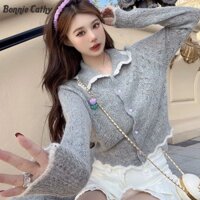 Bonnie Cathy Quần jean nữ quần yếm dài sinh viên cổ điển Mỹ