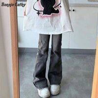 Bonnie Cathy Quần Jean Thẳng Nữ Cao Cấp Phong Cách Hàn Quốc BF Quần Ống Rộng Giảm Béo Quần Đa Năng