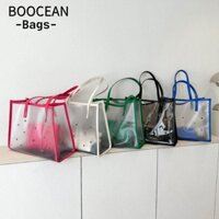 BOOCEAN 2 Túi Xách Trong Suốt Bằng Nhựa pvc Sức Chứa Lớn Thời Trang Đi Biển Cho Nữ