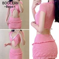 BOOCEAN Bộ Bikini buộc dây, Ren Che Váy Đồ Bơi Mùa Hè, Phong Cách Ngày Lễ Bao Váy Đi Biển Bộ Đồ Tắm Bikini Nữ