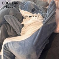 Boocean Chăn Cá Mập Bộ Đồ Ngủ Áo Hoodie Hoạt Hình Cá Mập Túi Ngủ