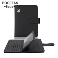 BOOCEAN Giá đỡ hộ chiếu Ví đựng thẻ tín dụng siêu mỏng Ví RFID bằng da