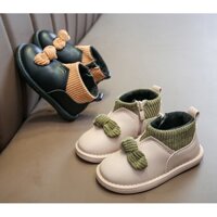 Boot bé gái giày cao cổ trẻ em chất liệu da kết hợp cổ pha len cực đẹp SIZE 21-30