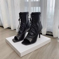 Boot cao gót hở mũi buộc dây fullbox